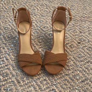 Tan ankle strap heels